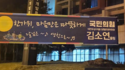 '달님은 영창' 현수막 논란···김소연 "대깨문, 혈압 올리지 말라"