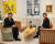 박병석 국회의장이 29일 오후(현지시간) 스톡홀름에 있는 스웨덴 국회에서 안드레아스 노를리엔 스웨덴 국회의장과 회담을 하고 있다.[뉴스1]