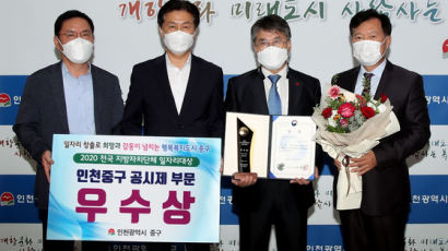 인천 중구, 지역일자리 목표 공시제 도입 후 첫 우수상 수상