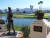 ANA 인스퍼레이션이 열리는 미국 캘리포니아 주 팜스프링스 미션 힐스 골프장에 있는 다니아 쇼어의 동상. 이 곳에서 같은 기간에 '더 다이나'라는 이름의 레즈비언 축제가 열린다. 성호준 기자. 
