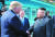도널드 트럼프 미국 대통령과 김정은 북한 국무위원장이 지난해 6월 30일 오후 판문점에서 악수하고 있다. 문재인 대통령이 이를 바라보고 있다. [연합뉴스]