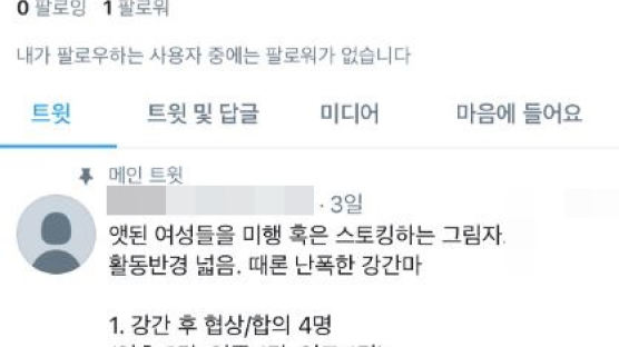"앳된 여성 스토킹" 성범죄 암시 트위터 글…경찰 수사 착수