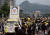 2009년 5월 29일 열린 고 노무현 전 대통령의 영결식. 운구행렬이 서울 시내를 지나고 있다.
