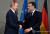 올해 1월 베를린에서 회동한 블라디미르 푸틴 러시아 대통령과 에마뉘엘 마크롱 프랑스 대통령(오른쪽). AFP=연합뉴스 자료사진