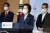 추미애 법무부 장관(가운데)이 16일 서울 종로구 정부서울청사 합동브리핑실에서 박지원 국가정보원장(오른쪽)과 진영 행정안전부 장관과 권력기관 개혁 관련 언론 브리핑을 하고 있다. [사진공동취재단]