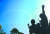 지난 10월 19일 오전 서울 용산구 전쟁기념관에서 공군 특수비행팀 블랙이글스가 27일 열린 '장진호 전투영웅 추모행사'의 추모비행을 위한 사전 연습을 하고 있다. 우상조 기자
