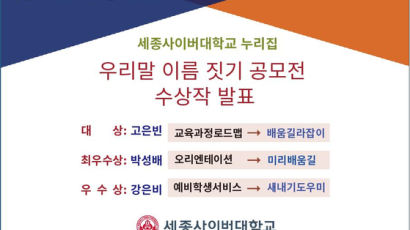 세종사이버대학교 한국어학과, ‘누리집 우리말 이름 짓기 공모전’ 수상작 발표