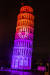 지난달 30일(현지시간) 이탈리아 I피사의 사탑이 보라와 분홍색 조명을 밝히고 있다. [AP=연합뉴스]
