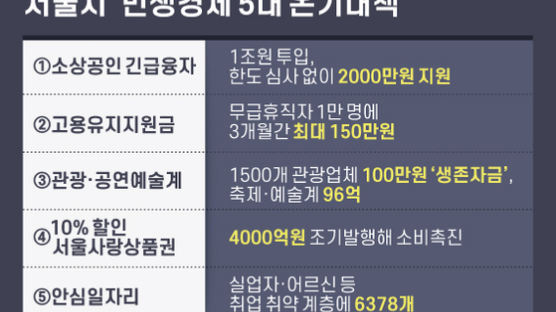 서울시 “선별 지원 바람직”…소상공인·휴직자에 1조4852억 투입