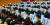  3일 평양에서 열린 북한의 김일성-김정일주의청년동맹 전원회의 참석자들이 마스크를 쓰고, 한 칸씩 띄어 앉은 거리두기를 하며 회의를 하고 있다. [뉴스1]