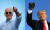 2020년 10월 29일 미국 플로리다 코코넛 크릭에서 유세 중인 바이든(왼쪽). 이해 10월 30일 위스콘신 그린베이에서 유세 중인 트럼프. [AFP=연합뉴스]