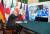 보리스 존슨 영국 총리가 19일(현지시간) G7정상회의를 화상으로 주재하고 있다. 로이터=연합뉴스 