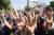 지난달 9일(현지시간) 미얀마 만달레이에서 열린 쿠데타 군부 반대 시위현장에서 시위대가 세 손가락 경례를 하고 있다. [AP=연합뉴스]