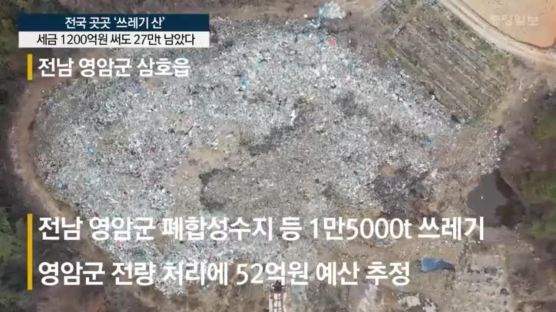 진천 2만t, 영암 1만t…아직도 전국 27만t ‘쓰레기산’