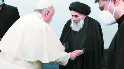 [사진] 교황, 이라크 시아파 지도자 만나 “공존”