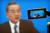 7일 베이징 미디어센터에서 왕이 중국 국무위원 겸 외교부장이 연설하는 장면을 카메라가 잡고 있다. [AP=연합뉴스]