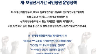靑 “재보궐 기간 관련 국민청원 글 비공개·답변 연기”