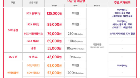 ‘극과 극’ 요금제 개선…SKT, 6만원대 110GB 출시 