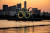 올림픽을 앞두고 도쿄 오다이바강에 만들어진 오륜 형상물.[AFP=연합뉴스]