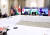 조 바이든 미 대통령과 토니 블링컨 국무장관이 지난달 12일 백악관에서 스가 요시히데 일본 총리, 나렌드라 모디 인도 총리, 스콧 모리슨 호주 총리와 쿼드 화상회의를 하는 모습 [AFP] 