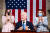조 바이든 미국 대통령이 취임 100일을 하루 앞둔 28일 하원 본회의장에서 첫 상하원 합동 연설을 하고 있다. [AP=연합뉴스]