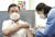 문재인 대통령이 30일 오전 서울 종로구보건소에서 아스트라제네카(AZ)사의 신종 코로나바이러스 감염증(코로나19) 백신을 2차 접종 하고 있다.