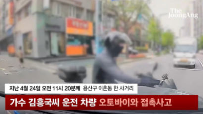 멈춰선 車에 오토바이가…'뺑소니 논란' 김흥국 블박 반격 [영상]