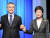 2012년 12월 대선 당시 민주통합당 문재인 후보와 새누리당 박근혜 후보가 방송 토론을 하기에 앞서 손을 잡고 사진을 찍고 있는 모습. 중앙포토