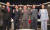 국민의힘 당대표 후보들이 31일 저녁 서울 마포구 상암 MBC스튜디오에서 열린 100분토론회에 앞서 기념사진을 찍고 있다. 사진은 왼쪽부터 홍문표, 조경태, 주호영, 이준석, 나경원 후보. 뉴스1