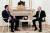지난 2월 러시아 모스크바 크렘린궁에서 블라디미르 푸틴 러시아 대통령(오른쪽)이 사디르 야파로프 키르기스스탄 대통령과 회담하고 있다. AFP=연합뉴스
