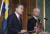 2019년 6월 북유럽 순방 중인 문재인 대통령이 스웨덴 스톡홀름 왕궁에서 칼 구스타프 16세 국왕과 기자단에게 인사말을 하고 있다. 연합뉴스
