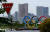 지난 3일 도쿄 오다이바에 설치된 올림픽 조형물의 모습. 사진 왼쪽 위 '멈춤' 표지판에 함께 찍혀 있다. [AFP=연합뉴스]