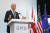 조 바이든 미국 대통령이 13일(현지시간) 영국 뉴캐이 콘월 공항에서 열린 주요 7개국(G7) 정상회의 참석 후 기자회견에서 발언하고 있다. AP=연합뉴스
