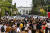 백악관 앞에서도 19일 준틴스 축하 행사가 열렸다. AFP=연합뉴스