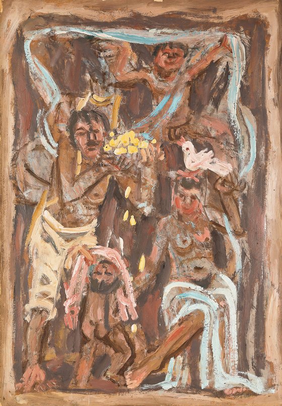 이중섭, 가족, oil on paper, 41.2x28.8cm(6), 1954,[사진 서울옥션]