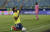 하나님 감사합니다. 콜롬비아 미구엘 보리아가 페루전에서 선취골을 성공시킨 뒤 감사 기도를 하고 있다. AP =연합뉴스