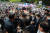 윤석열 전 검찰총장이 29일 오후 대선 출마 기자회견에 앞서 국회의원 및 내빈들과 함께 지지자들 앞에 서고 있다. 국회사진기자단