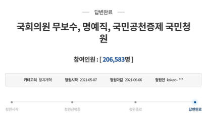 '의원 무보수 명예직 전환' 청원···靑 답변은 "입법부 고유 권한"