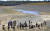  지난 4월 미국 캘리포니아주의 멘도시노 호수. 가뭄으로 호수가 바닥을 드러냈다. AP=연합뉴스