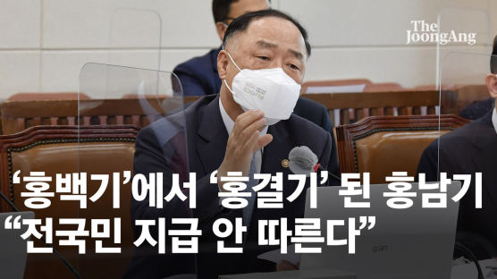 ‘홍결기’ 된 홍남기…“전국민 지급 결정, 따를 것 같지 않다”