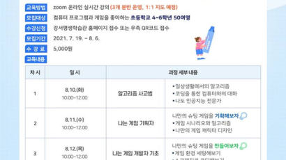 서울 강서구, ‘코딩아 놀자!’ 온라인 여름캠프 수강생 모집