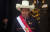 페드로 카스티요 페루 대통령이 28일 수도 리마의 의사당에서 취임식을 가졌다. AFP=연합뉴스