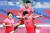 28일 요코하마 국제경기장에서 열린 도쿄올림픽 남자축구 조별리그 B조 3차전 대한민국 대 온두라스의 경기.   황의조가 팀의 세 번째 골을 넣은 뒤 '양궁 세리머니'를 펼치고 있다. 연합뉴스