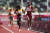 1일 오전 여자 3000m 장애물 1라운드 경기가 열리고 있는 올림픽 스타디움에 지열로 인한 아지랑이가 피어오르고 있다. AP=연합뉴스