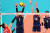 4일 일본 아리아케 아레나에서 열린 도쿄올림픽 여자 배구 8강 한국과 터키의 경기. 한국 이소영과 양효진(오른쪽 둘째)이 상대 공격을 블로킹하고 있다. [연합뉴스]