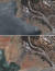 오로빌 호수의 2020년 6월 5일(위)과 2021년 8월 4일(위)과 위성사진. AP=연합뉴스 