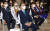 문재인 대통령이 15일 옛 서울역사(문화역서울 284)에서 열린 제76주년 광복절 경축식에 참석해 있다. 뒷자리에는 이준석 국민의힘 대표 등이 앉아 있다. [연합뉴스] 