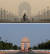 인도 뉴델리 전쟁기념관 앞의 2019년 10월17일(위)과 2020년 4월8일 모습 비교. WMO 홈페이지