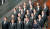2019년 아베 총리의 개각 뒤 기념사진. 앞줄 맨 오른쪽이 다카이치. EPA=연합뉴스