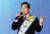 이낙연 더불어민주당 대선 경선 후보가 25일 광주 김대중컨벤션센터에서 열린 '광주전남 합동연설회'에서 정견발표를 하고 있다.뉴스1